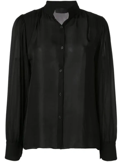 Shop Nili Lotan Puff Sleeve Blouse In Black