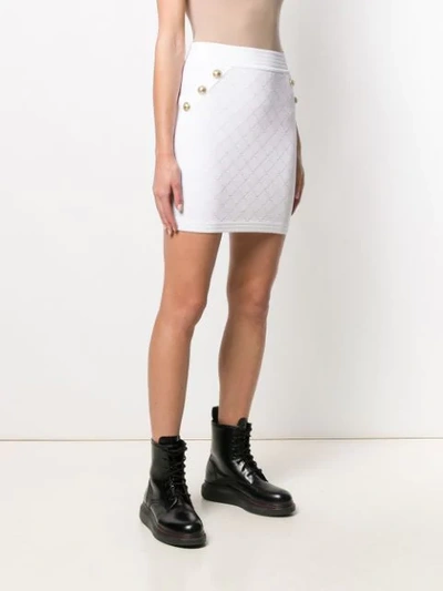 Shop Balmain Double-breasted Fitted Skirt In White