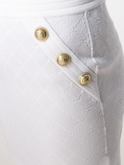 Shop Balmain Double-breasted Fitted Skirt In White