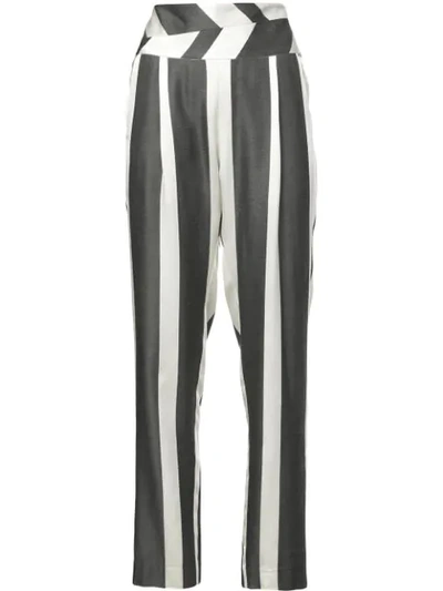 Shop Michelle Mason Striped Print Trousers - Black