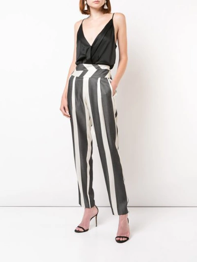 Shop Michelle Mason Striped Print Trousers - Black