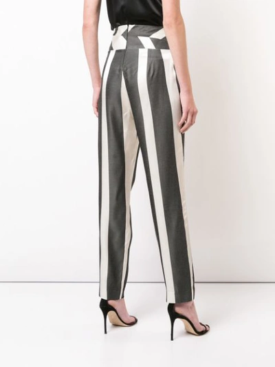 Shop Michelle Mason Striped Print Trousers - Black