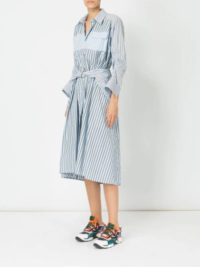 Shop Carven Striped Shirt Dress - Blue