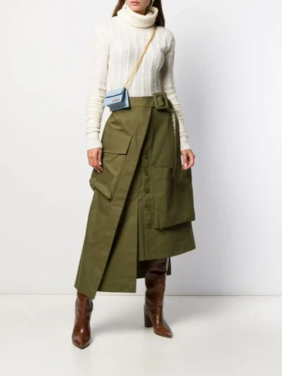 Shop Jacquemus Asymmetric Wrap Skirt In Green