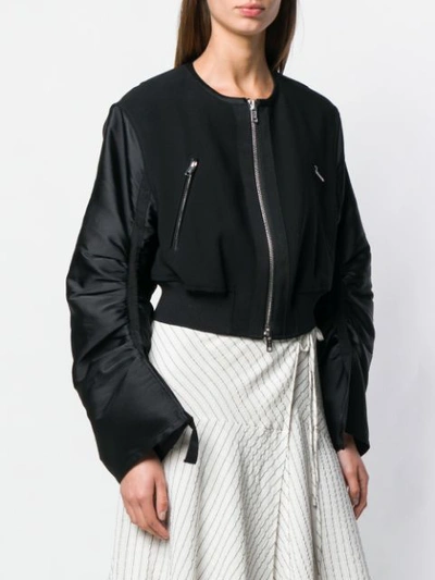 3.1 PHILLIP LIM CREPE GATHERED SLV BOMBER - 黑色