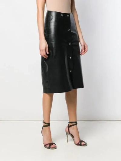 Shop Victoria Beckham Midi Leather Skirt In Black