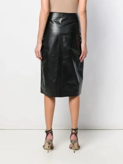 Shop Victoria Beckham Midi Leather Skirt In Black