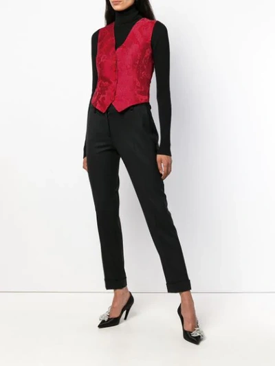 Shop Dolce & Gabbana Brocade Waistcoat - Red