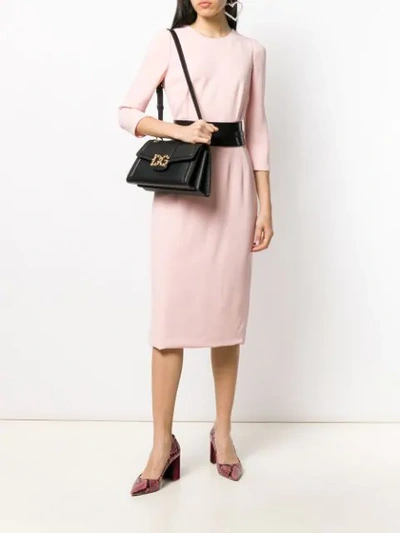 Shop Dolce & Gabbana Fitted Midi Dress In F2528 Rosa Polvere Chiaro