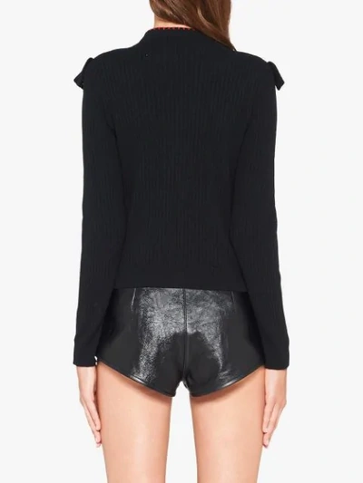 Shop Miu Miu Ruffle Detail Cardigan In Black