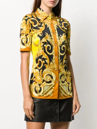 Shop Versace Barocco Femme Print Shirt In Yellow