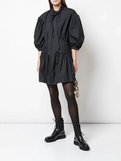 Shop Simone Rocha Ballon Sleeve Mini-dress In Black