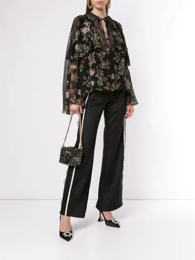 Shop Giambattista Valli Side Stripe Flared Trousers In Black