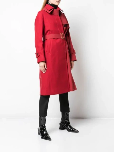 Shop Sacai Two-tone Trench Coat In Red