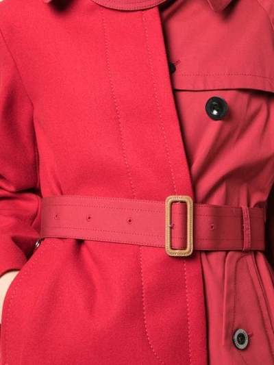 Shop Sacai Two-tone Trench Coat In Red