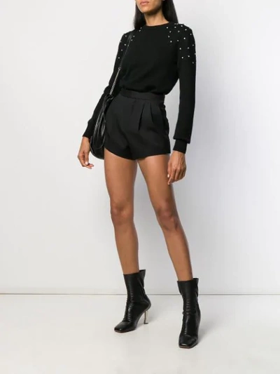 Shop Saint Laurent Crystal-embellished Cashmere Jumper In Black