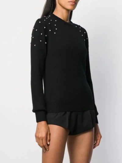 Shop Saint Laurent Crystal-embellished Cashmere Jumper In Black