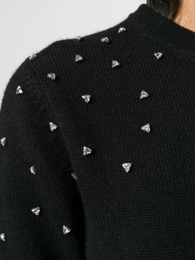 Shop Saint Laurent Crystal-embellished Cashmere Jumper In Black