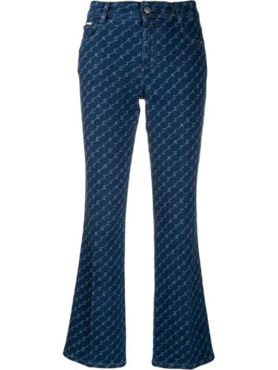 Shop Stella Mccartney Logo Flared Jeans In Blue