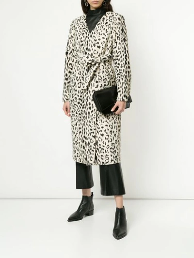 Shop Goen J Goen.j Leopard Print Faux-fur Coat - White
