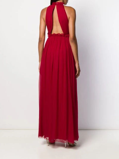 Shop Alberta Ferretti Halterneck Long Dress In Red
