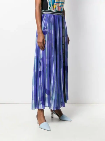 Shop Emilio Pucci Alex Print Plissé Midi Skirt In Blue