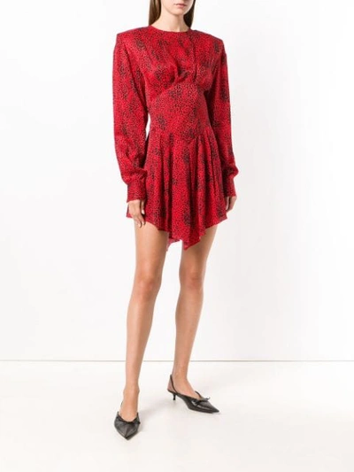 Shop Alessandra Rich Pleated Leopard Pattern Dress In Red