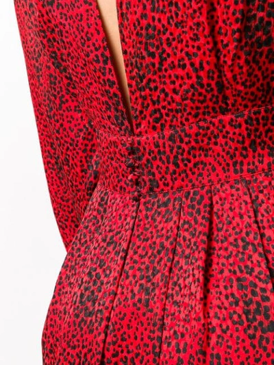 Shop Alessandra Rich Pleated Leopard Pattern Dress In Red