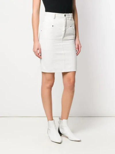 Shop Isabel Marant Pencil Denim Skirt In Neutrals
