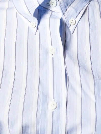 Shop Prada Striped Hybrid Shirt In Blue