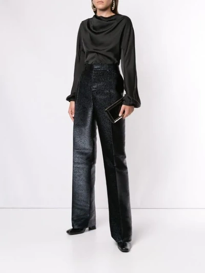 Shop Dsquared2 High Waisted Glitter Trousers In Black
