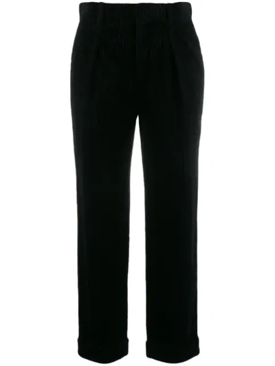 Shop Saint Laurent High-waisted Corduroy Trousers In Black