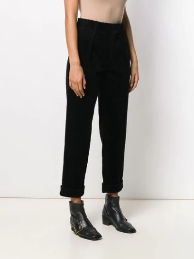 SAINT LAURENT HIGH WAISTED CORDUROY TROUSERS - 黑色