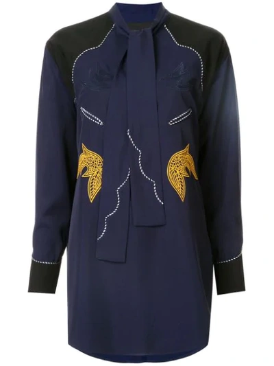Shop Toga Embroidered Western Blouse In 13 Navy