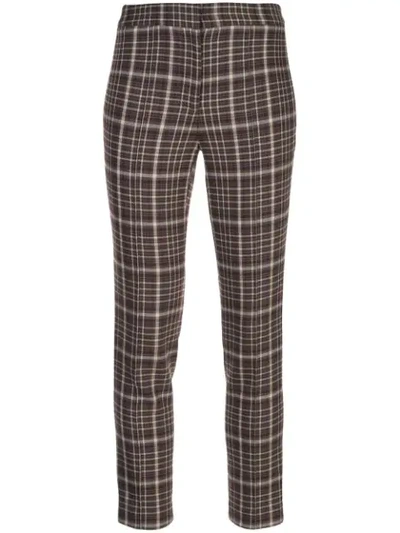 Shop Adam Lippes Plaid Cropped Trousers In Brown