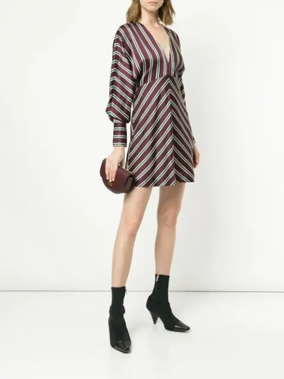 ALEXIS STRIPED SHORT DRESS - 红色