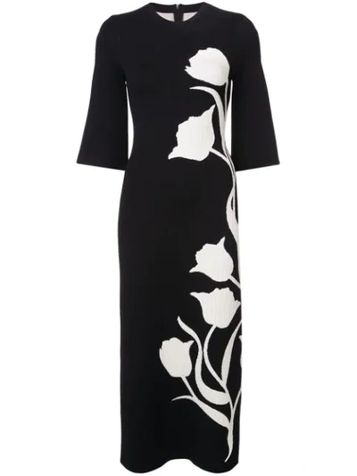 Shop Carolina Herrera Floral Patterned Dress - Black