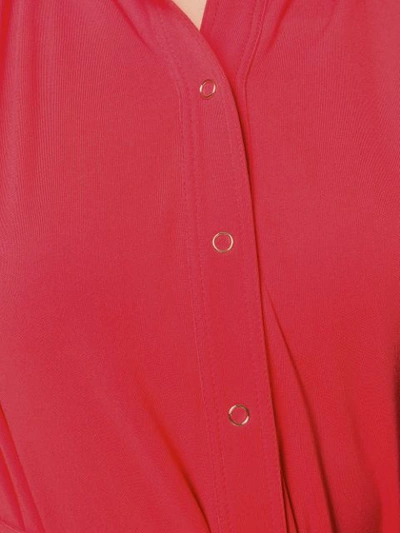 BURBERRY 短袖褶饰连衣裙 - 红色