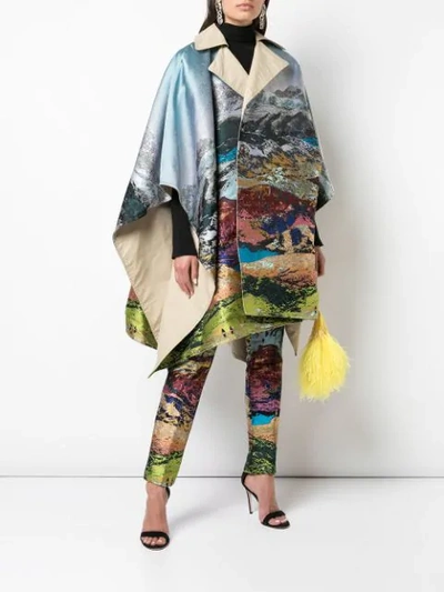 Shop Mary Katrantzou Show Cape Coat In Blue