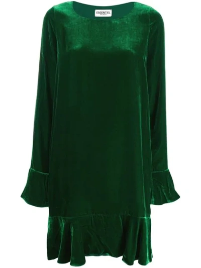 Shop Essentiel Antwerp Velvet Mini Dress In Green