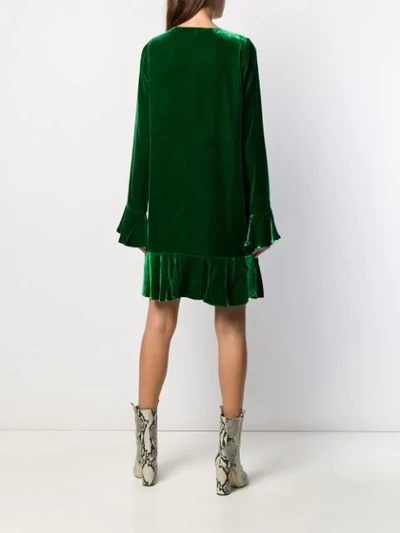 Shop Essentiel Antwerp Velvet Mini Dress In Green