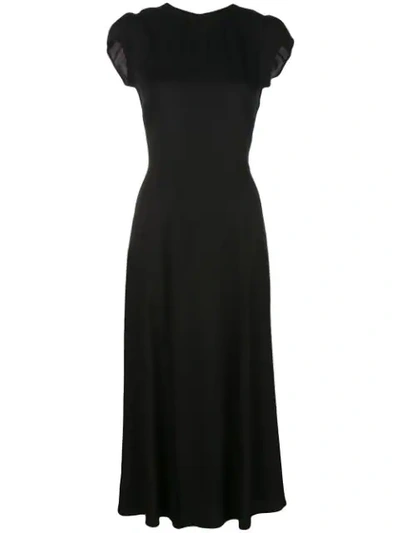 Shop Reformation Gavin Short-sleeve Midi Dress In Black