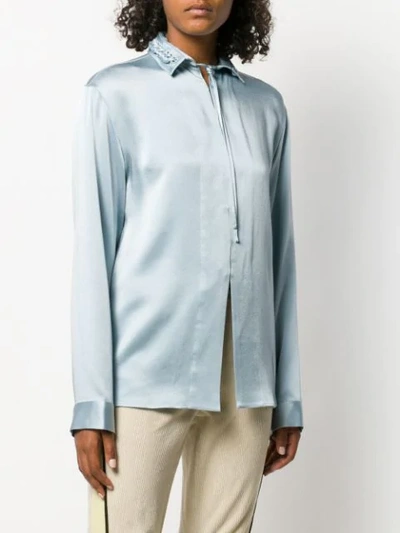 Shop Haider Ackermann Woven Collar Shirt In Blue