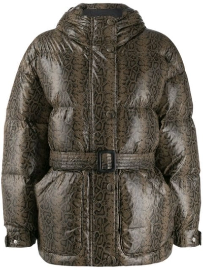 Shop Ienki Ienki Snake Print Puffer Jacket In Grey