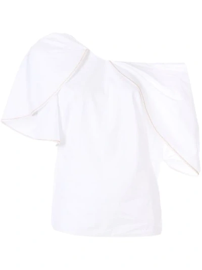 Shop Peter Pilotto Ruffle Asymmetric Blouse In White