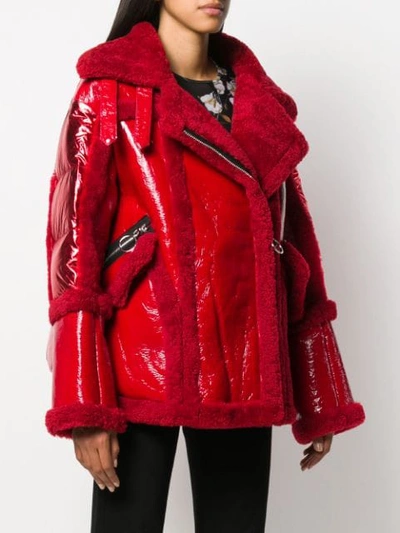 Shop Nicole Benisti Montaigne Shearling-trimmed Jacket In Red