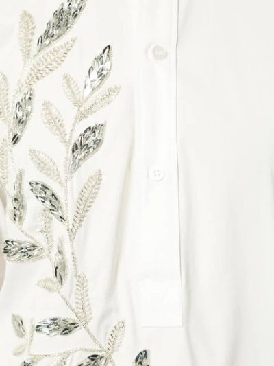 Shop Oscar De La Renta Crystal-embellished Blouse In White