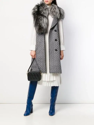 Shop Fendi Kimono Style Motif Gilet In Grey