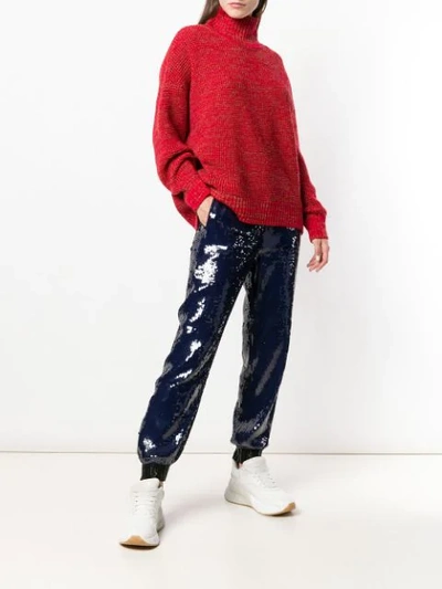 Shop Tommy Hilfiger Sequin Embellished Track Pants In Blue