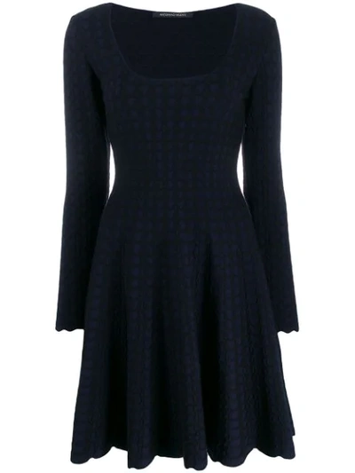 Shop Antonino Valenti Flared Knit Dress In Blue